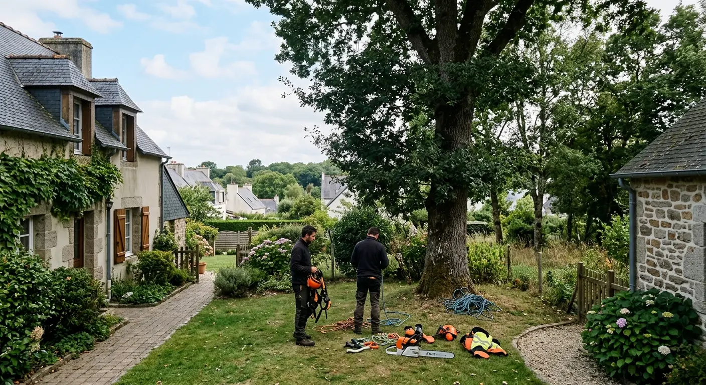 Bouleaux malades en bordure d'allée avant abattage à Vannes