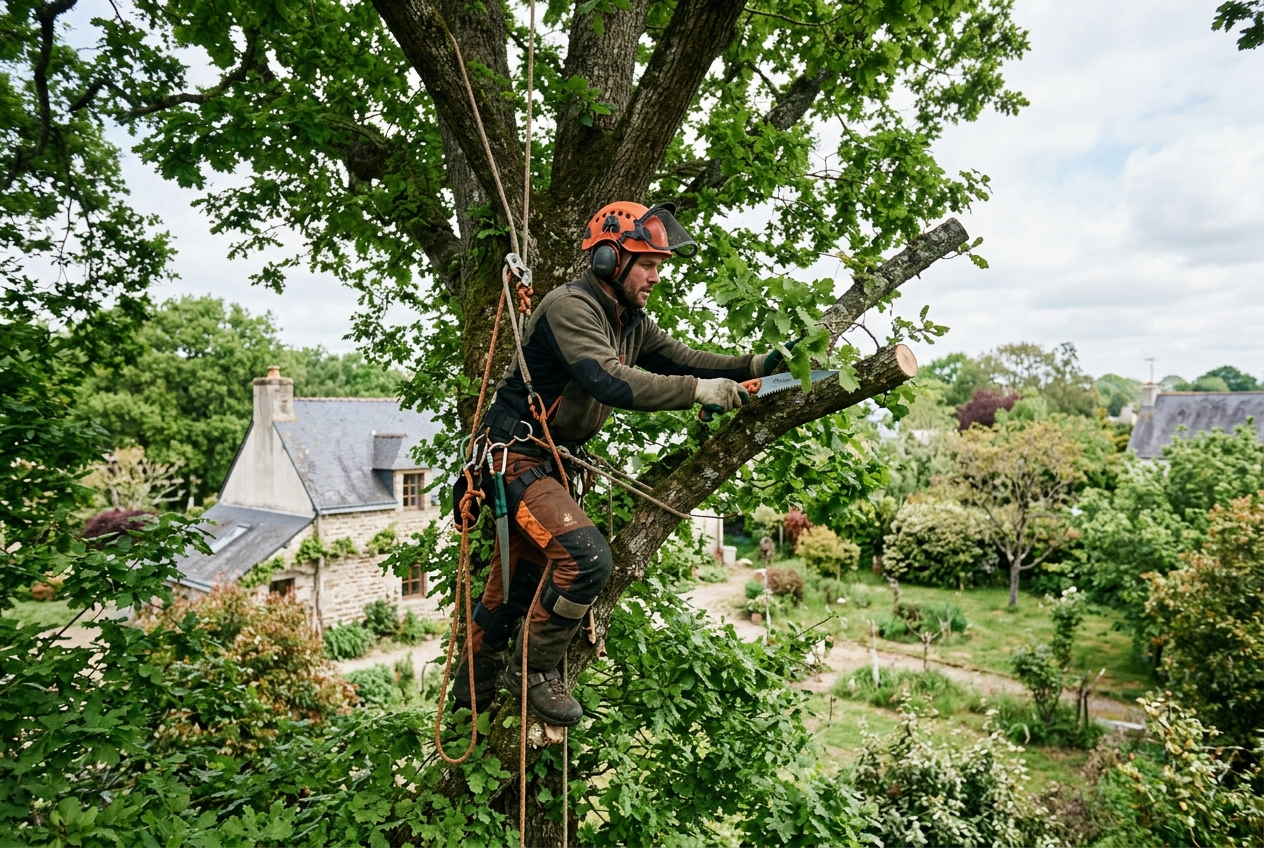 Élagueur grimpeur et démontage délicat à Vannes