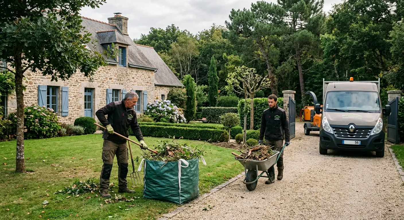 Terrain ratissé et paillé après broyage à Vannes