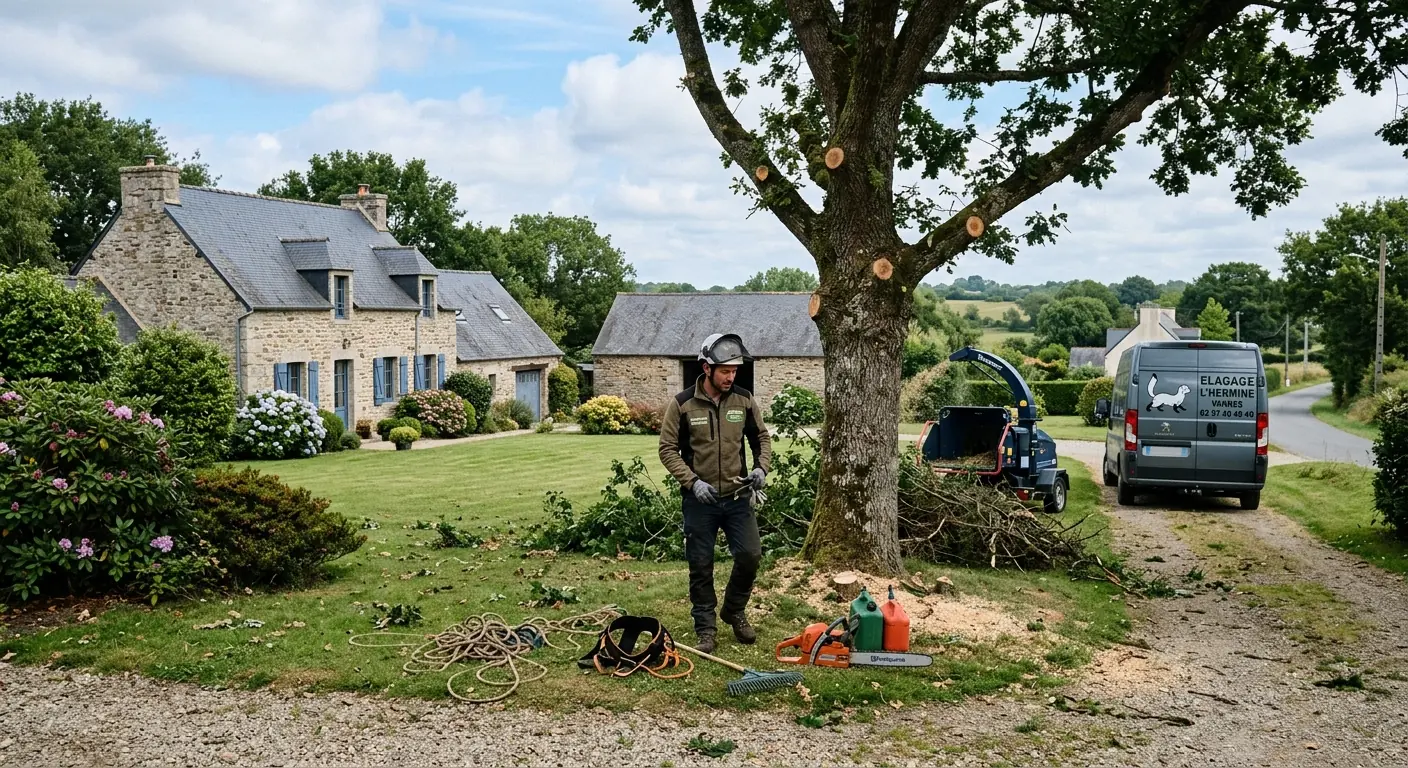 Jardin dégagé après démontage du pin à Plescop