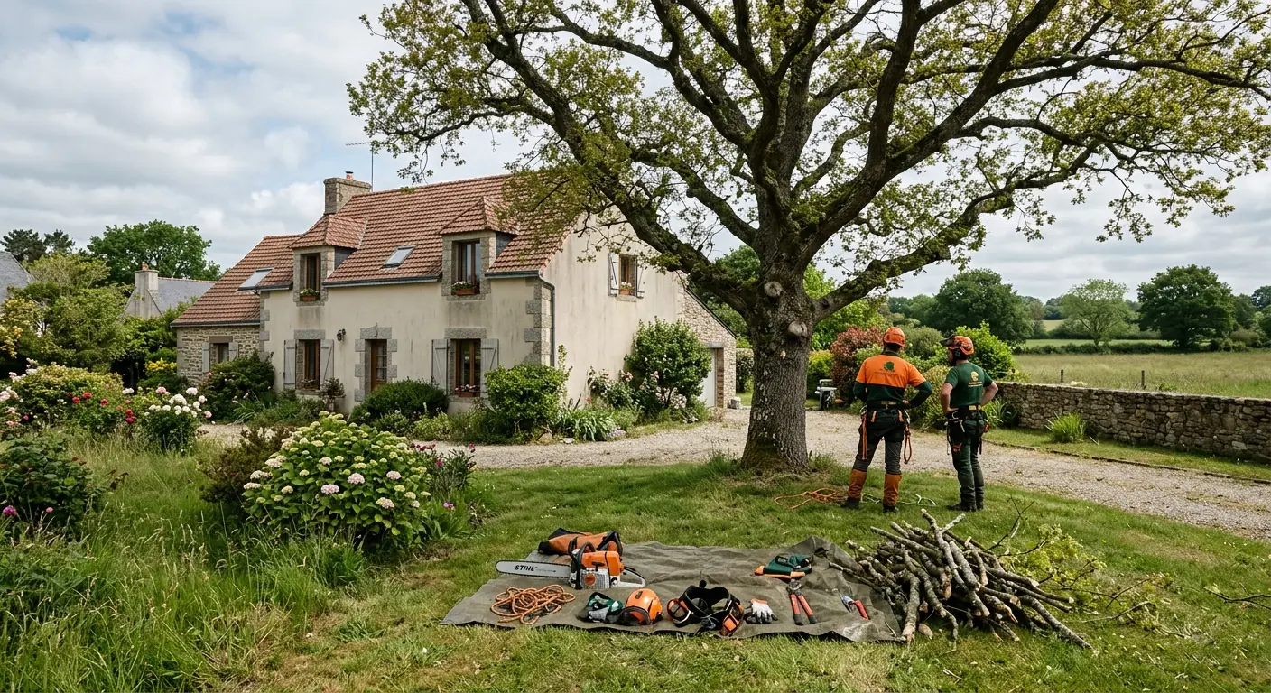 Haie d'entrée épaisse réduisant la visibilité avant taille à Ploeren