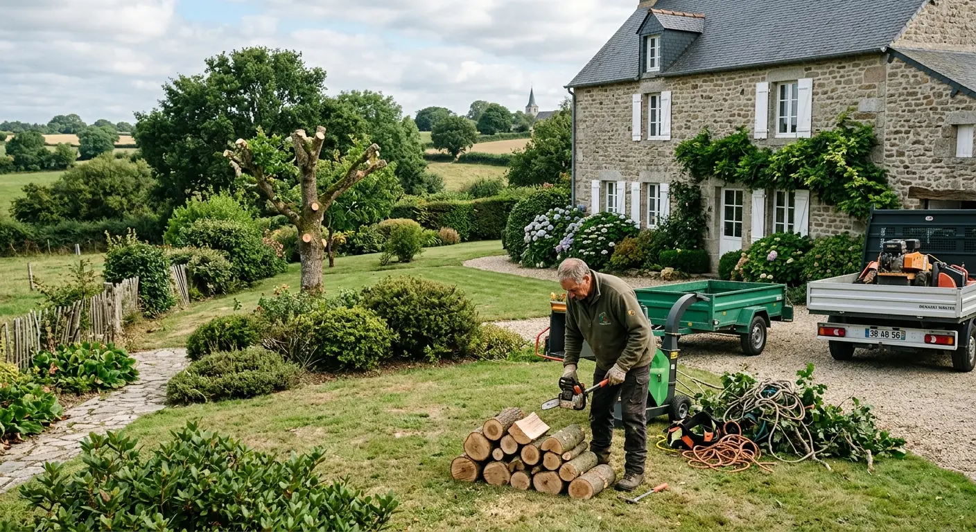 Terrain plat prêt à engazonner après rognage à Theix-Noyalo